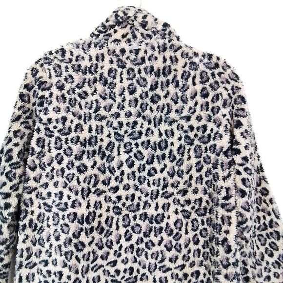 Calvin‎ Klein Open Front Plush Sherpa Fleece Jacket Size Small w/ Leopard Print - Picture 6 of 11